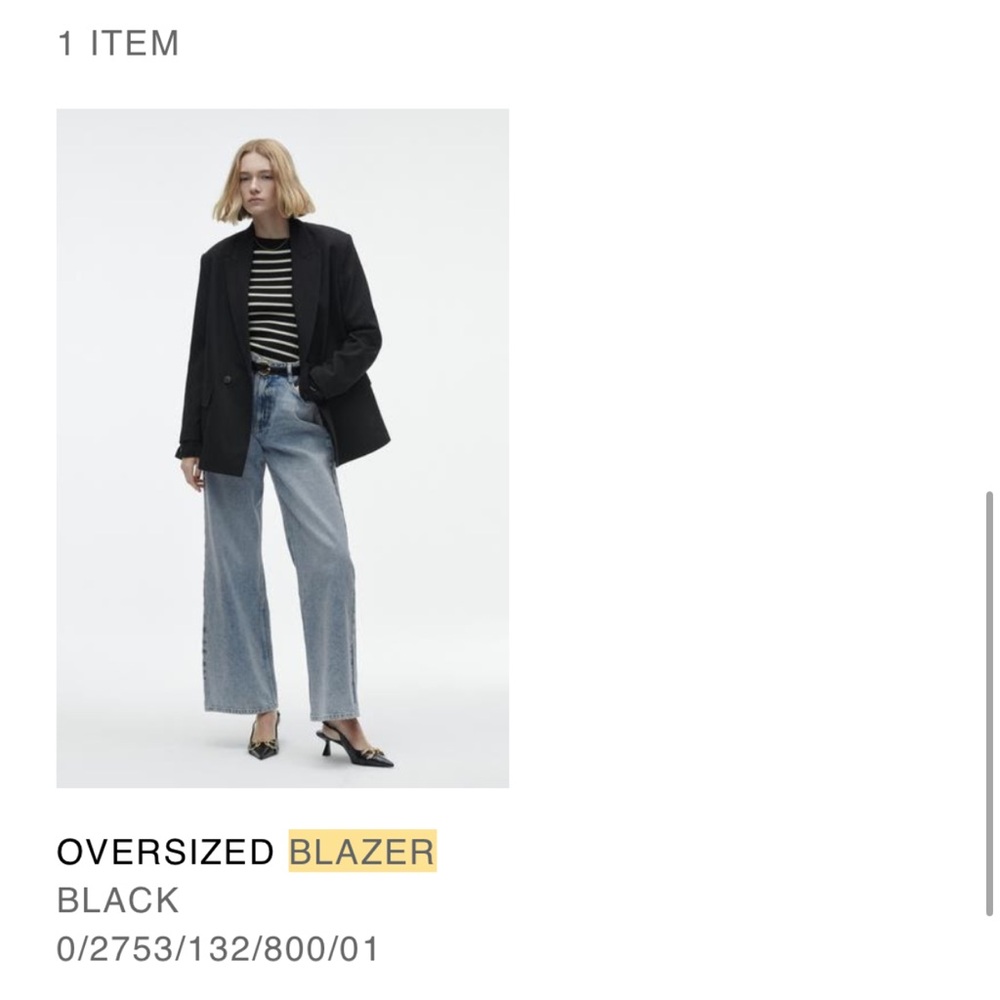 Zara Oversized Black Blazer XS